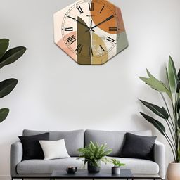 OLIVE TREE Olive Green & Yellow Printed Geometric Wall Clock-40