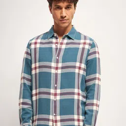 THE BEAR HOUSE Men Tartan Checks Opaque Slim Fit Casual Shirt-image-96