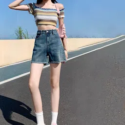 StyleCast Women Loose Fit High-Rise Denim Shorts-image-78