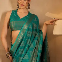 Anouk Rustic Zari Silk Blend Sungudi Saree image 2