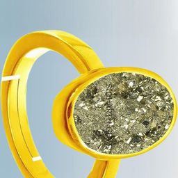 Sidharth Gems 13.25 Ratti 12.00 Crt Pyrite Stone Gold Plated Ring-35