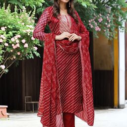 Aaghnya Women Embroidered Viscose Rayon Kurta Sets-image-45