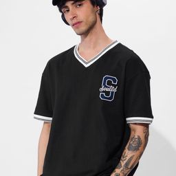 The Souled Store Men Typography Embroidered Pure Cotton T-shirt-image-34