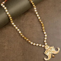 JIYANSHI FASHION Men Gold-Plated Artificial Stones Studded And Beaded Layered Necklace-picture-8