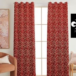 Aura Maroon & Gold-Toned Set of 2 Ethnic Motifs Door Curtain-image-83