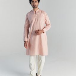 SAADAA Mandarin Collar Cotton Linen Straight Kurta-17
