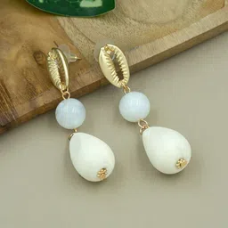 ARTKLIM Wooden Artificial Beaded Square Drop Earrings-14