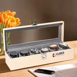 Kuber Industries 6 Slots Wrist Watch Organiser Box-50