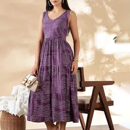 AnoukWomen Bandani Printed Somked Fit & Flare Maxi Dress-picture-21