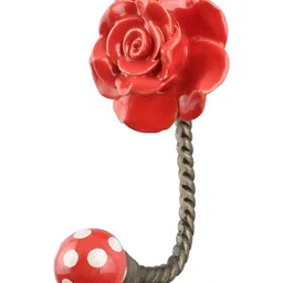 IndianShelf Red Ceramic Flower Wall Hangers Hooks for Kitchen-image-78