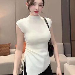 KPOP Women High Neck Short Sleeves Top-image-83