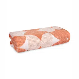 MYTRIDENT Orange & White 1 Printed Cotton 600 GSM Bath Towel-42