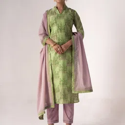 ODETTE Ethnic Motifs Printed Art Silk Semi-Stitched Dress Material-image-33