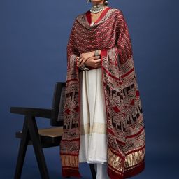 Taavi Geometric Ajrakh Printed Dupatta-45