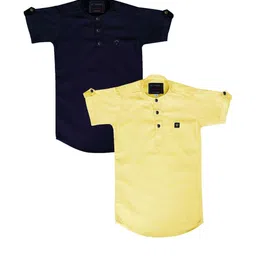 OJ TREND Kids-Boys Navy Blue Kurtas-picture-33