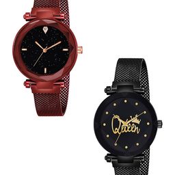 Gopal Shopcart Women Pack Of 2 Analogue Watch GR_379_Red_4_Prizam_Queen_Maganet-image-128