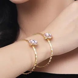 Anouk Pink Set Of 2 Gold-Plated Cubic Zirconia Studded Bangles image 4
