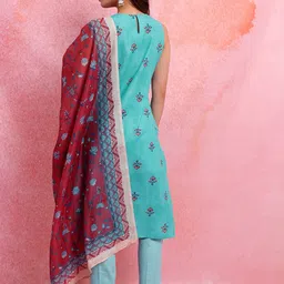KETCH Floral Printed Regular Kurta with Trousers & Dupatta image 5