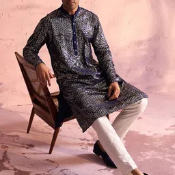 VASTRAMAY Ethnic Motifs Embroidered Regular Sequinned Kurta with Trousers-picture-16