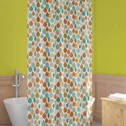ArtzFolio White & Orange-Colored Floral Printed Waterproof Shower Curtain-image-53