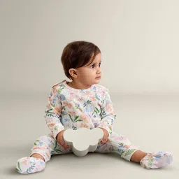 My Milestones Infant Girls Printed Long Sleeves 2-Way Zipper Romper-image-62