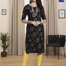 HERE&NOW Selection Of 2 Ethnic Motifs Printed Round Neck Straight Kurta-image-58