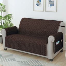 Story@home Brown Self Design Microfiber 2 Seater Sofa Cover With Arms-picture-20