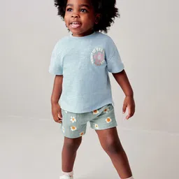 INCLUD Boys Typography Printed Round Neck T-shirt with Shorts-image-21
