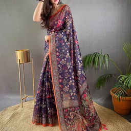 MORDEN MUSE Woven Design Kalamkari Pure Cotton Saree-picture-2