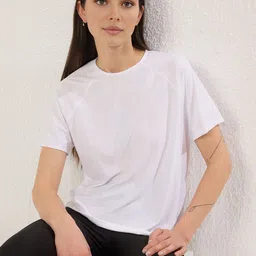 Trendyol Women Self Design Round Neck T-shirt-picture-8