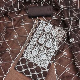 SAINOOR Embroidered Organza Unstitched Dress Material-picture-24