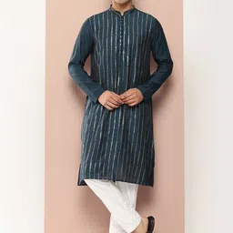 See Designs Mandarin Collar Geometric Embroidered Sequinned Chanderi Silk Straight Kurta-image-80