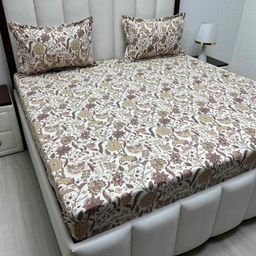 Pure Decor Royal Passion White Printed Pure Cotton 260 TC Queen Bedsheet Set 2.28 x 2.54 m-image-51