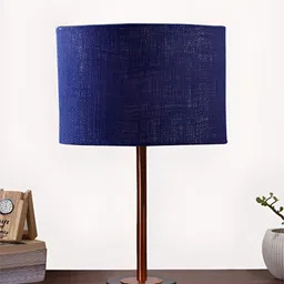 Aura Blue Textured Metal Contemporary Cylindrical Shaped Table Lamp-8