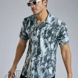 TATER GARMENTS Abstract Printed Spread Collar Straight Regular Fit Shirt-image-24