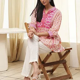 Biba Women Ethnic Motifs Printed Pure Cotton A-Line Kurti-picture-56