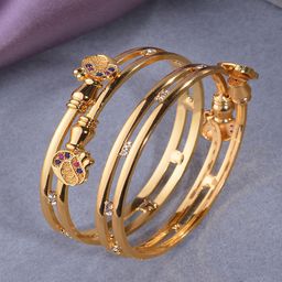 Jitaksh Set Of 2 Gold-Plated American Diamond Studded Bangles-image-80