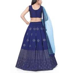 Shoryam Fashion Girls Blue Raw Silk Lehenga Choli-picture-16