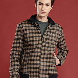 Leather Retail Men Checked Woollen Lightweight Bomber Jacket-picture-25