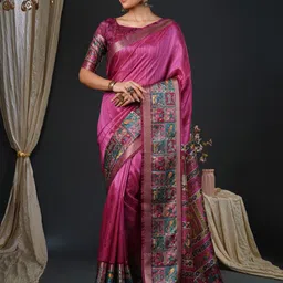 Anouk Kalamkari Zari Mysore Silk Saree-picture-20