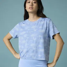 FEIER Women Abstract Printed Round Neck Boxy T-shirt-image-2