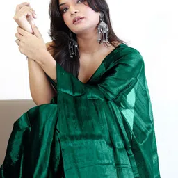 Anouk Solid Tissue Saree with Blouse Piece image 3