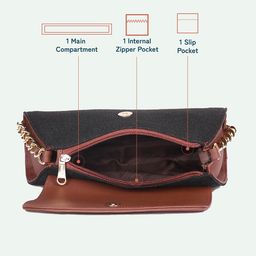 ZOUK Floral Printed Half Moon Sling Bag with Tasselled image 2