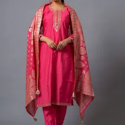 KALINI Women Ethnic Motifs Regular Kurta with Trousers & With Dupatta-image-21