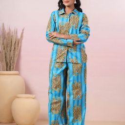LYFJ Printed Pure Cotton Shirt With Trousers Co-Ords-image-73