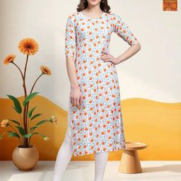 HERE&NOW Selection Of 2 Floral Printed Round Neck Straight Kurtas-27