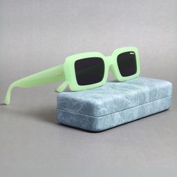 SUNGLASSIC Unisex Green Black Rectangle Sunglasses with Polarized Lens Victoria.-2