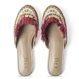 CHY Women Embellished Open Back Flats-36