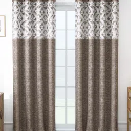 Story@home Coffee Brown & White 2 Pieces Floral Printed Room Darkening Door Curtain-picture-16