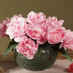 Pure Home and Living Green Textured Lattice Ceramic Vase-image-1